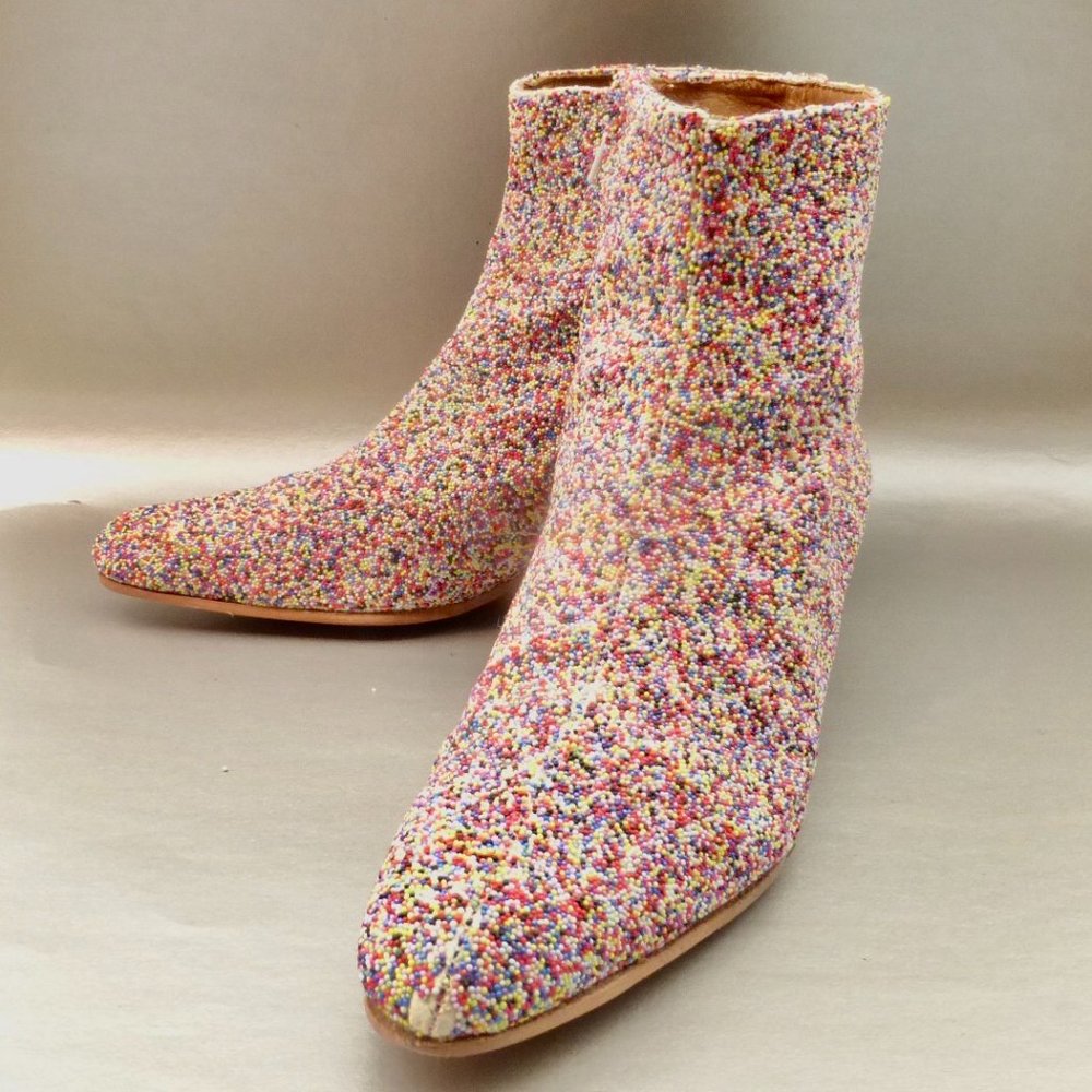 Sprinkle Seed Bead Ankle Boots Ladies Polka Dot 9